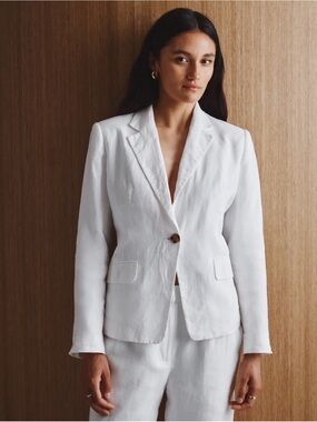 Quince Italian linen White Tailored Linen Blazer